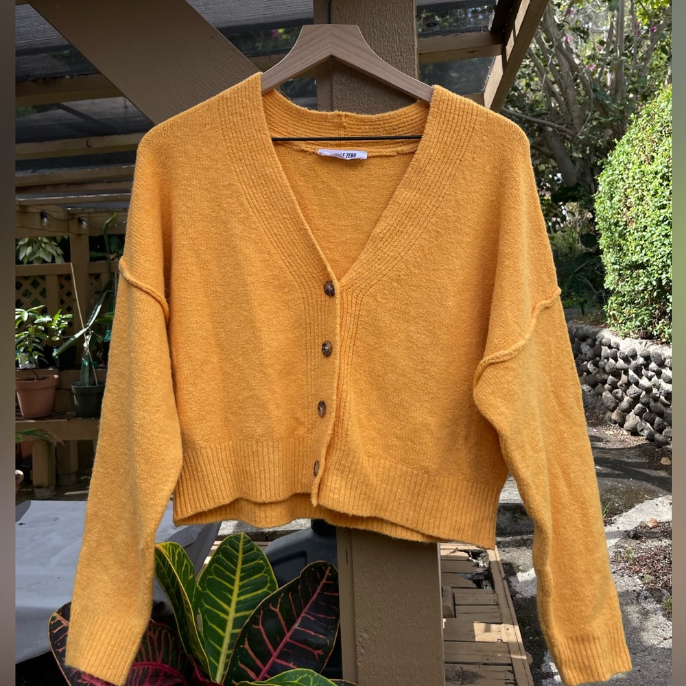 Orange Button-Up Cardigan